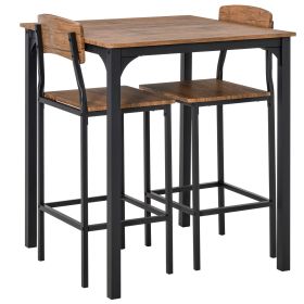 3-Piece Dining Set Industrial Counter Height Bar Table and Chairs Black
