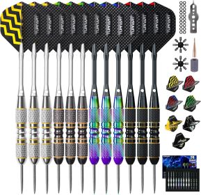 Darts Metal Tip Set - Steel Tip Darts Darts Set Professional Metal Darts 12 pcs Pro Dart Set with Stylish Case Aluminum Shafts Extra 9 Flights