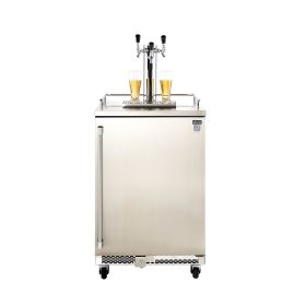 VEVOR Beer Kegerator, Triple Tap Commercial Draft Beer Dispenser for D system, Full Size Keg Refrigerator with 5lbs CO2 Tank
