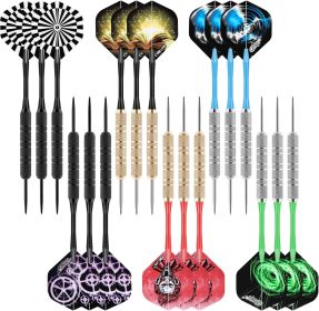 Darts Metal Tip, 18 Pieces Professional Steel Darts, Steel Darts Set with Shaft and Flights, for Beginners and Hobbyists