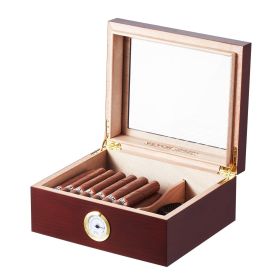 VEVOR Cigar Humidor, Glass Top Cigar Humidor Box, Handmade Spanish Cedar Wood Cigar Desktop Box, Cigar Storage Case with Humidifier