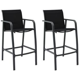 Garden Bar Chair Set of 2 Black Steel, Textilene Standard