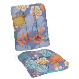 Waterproof Rocking Chair Cushion Upper And Lower Back And Seat Sets With Non-Slip Ties Oxford Cloth Surface Polyester Filling Comfortable For Ind (Option: GreyOrangeLeafPro)