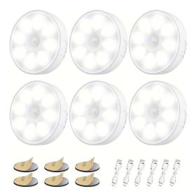 6 Pcs Under Cabinet Lights 16 LEDs Wireless Motion Sensor Light Puck Light, 3 Color Temps Dimmable 3000-6000K, Rechargeable Closet Lights For Cab (Option: 6pcs)