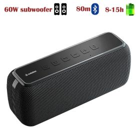 X8 60W Powerful Portable Outdoor Wireless Bluetooth Speaker TWS Hifi Home Theater System Music Sound Box Soundbar For TV (Color: X8-BLACK, Ships From: China)