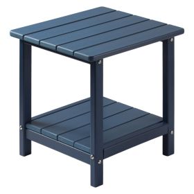 VEVOR Outdoor Side Table, 17.72W x 14.96D x 17.32H Inch, Double Layer HDPE Outside End Table for Easy Maintenance, Withstand Harsh Weather (Color: Navy Blue)