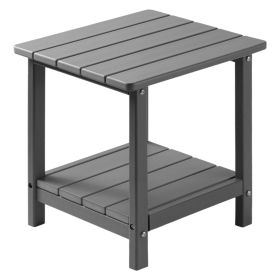 VEVOR Outdoor Side Table, 17.72W x 14.96D x 17.32H Inch, Double Layer HDPE Outside End Table for Easy Maintenance, Withstand Harsh Weather (Color: Gray)