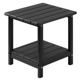 VEVOR Outdoor Side Table, 17.72W x 14.96D x 17.32H Inch, Double Layer HDPE Outside End Table for Easy Maintenance, Withstand Harsh Weather (Color: Black)