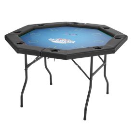VEVOR Foldable Poker Table, 8 Player 48 in Folding Casino Leisure Table with Padded Rails & Cup Holders (Poker Table Color: Green, Product Size: 48 inch)