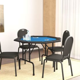 Poker Table Blue Engineered wood, felt, artificial leather, steel (Color: Blue)
