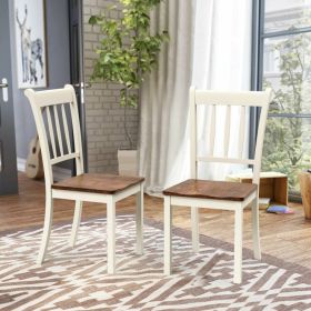 2 Pieces Solid Whitesburg Spindle Back Wood Dining Chairs (Color: White)