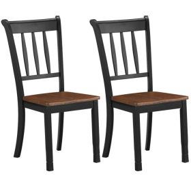 2 Pieces Solid Whitesburg Spindle Back Wood Dining Chairs (Color: Black)